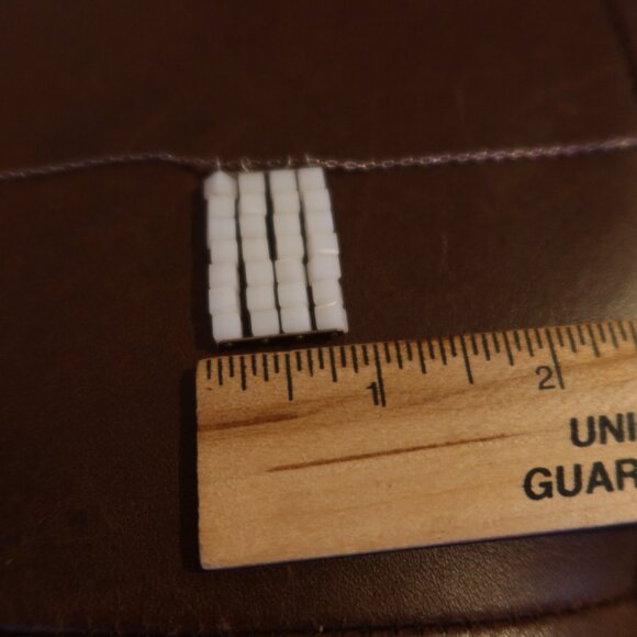 White square bead and sterling silver Sherzada necklace pendant 14.5"-17.5" - Picture 10 of 16